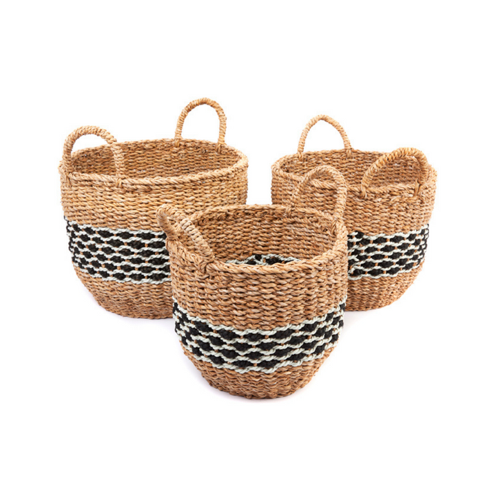 Set of 3 Sadar Handmade Natural Seagrass Storage Basket and Planter