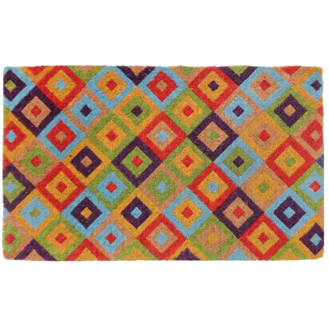 Saman Multicolour Diamond Thick Coir Doormat