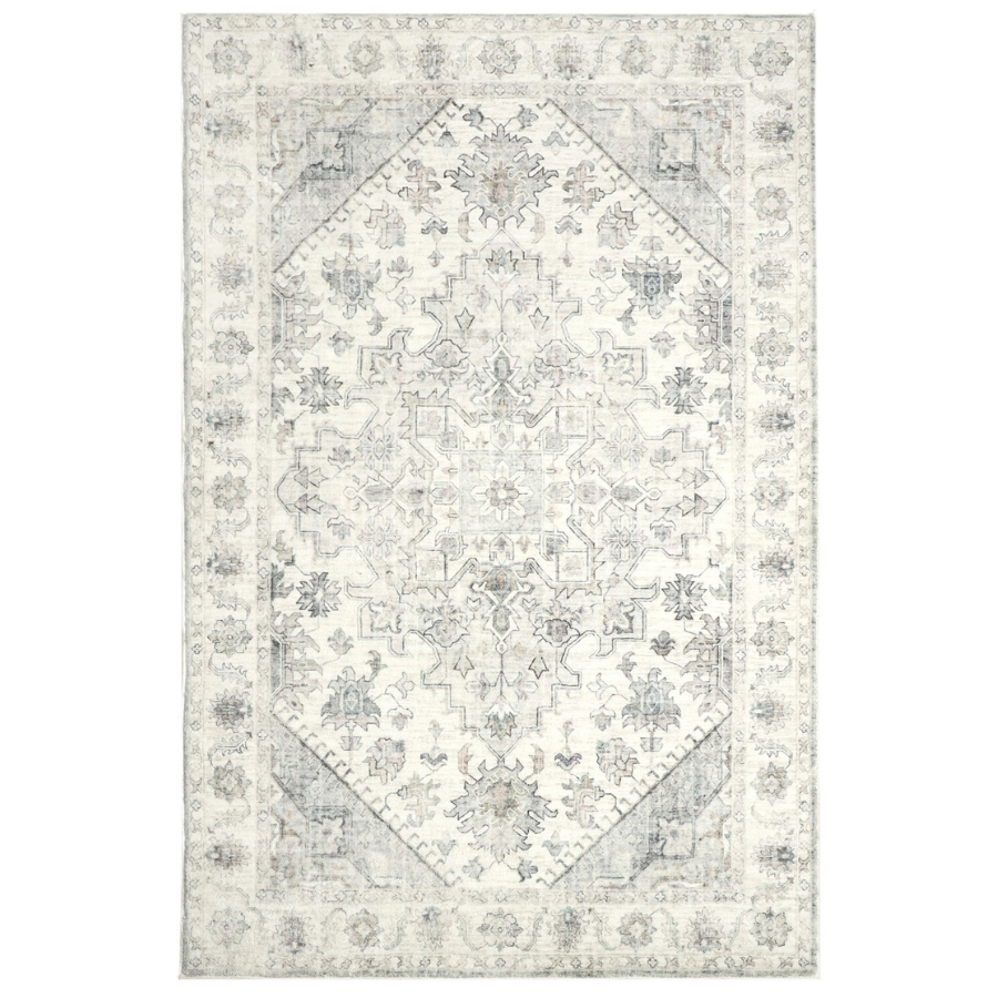 Santiago Grey Traditional Machine Washable Mat