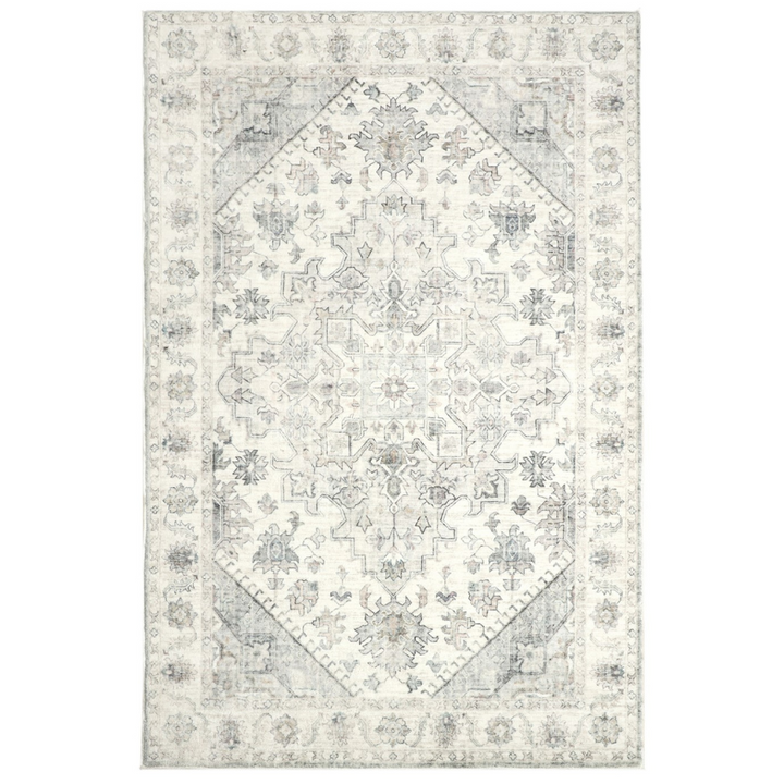 Santiago Grey Traditional Machine Washable Mat