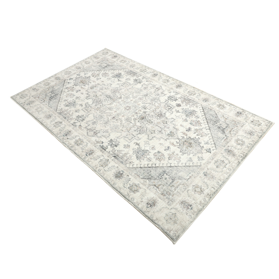 Santiago Grey Traditional Machine Washable Extra-Large Mat