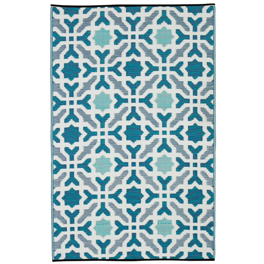 Seville Blue Multicoloured Modern Recycled Plastic Outdoor Rug