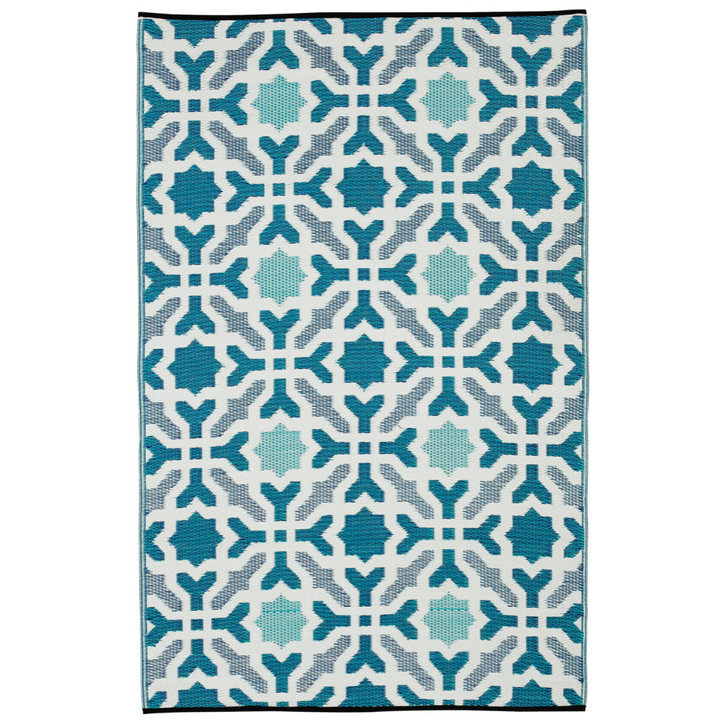 Seville Blue Multicoloured Modern Recycled Plastic Outdoor Rug