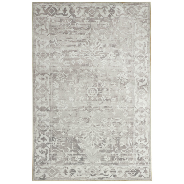 Shay Beige Traditional Distressed Machine Washable Rug