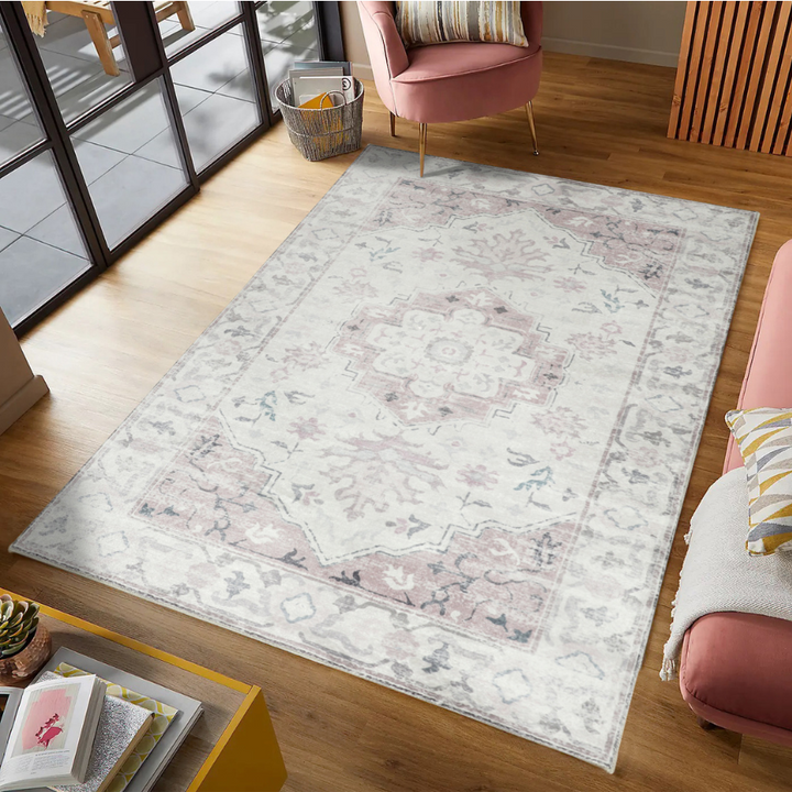 Shay Coral Distressed Machine Washable Rug