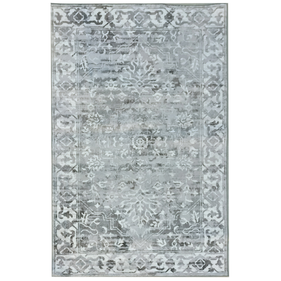 Shay Grey Traditional Machine Washable Rug