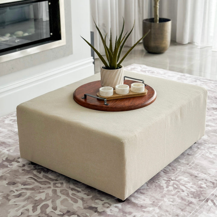 Celeste Beige Upholstered Ottoman