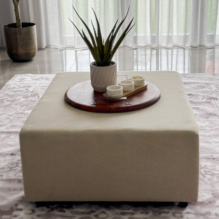 Celeste Beige Upholstered Ottoman