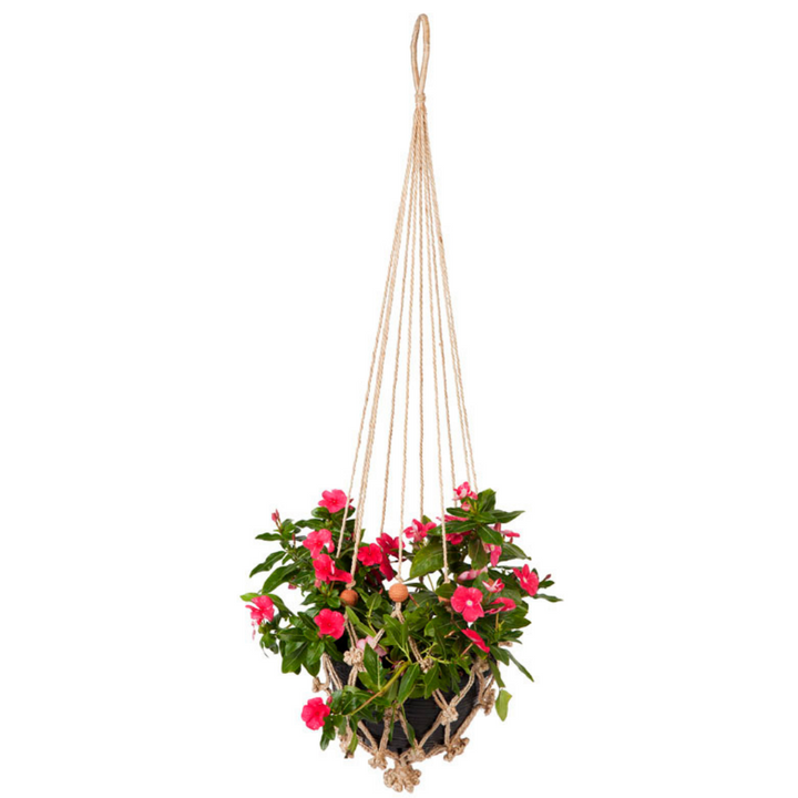 Sika Red Beads Handmade Macrame Jute Plant Hanger and Pot Holder - 105 cm