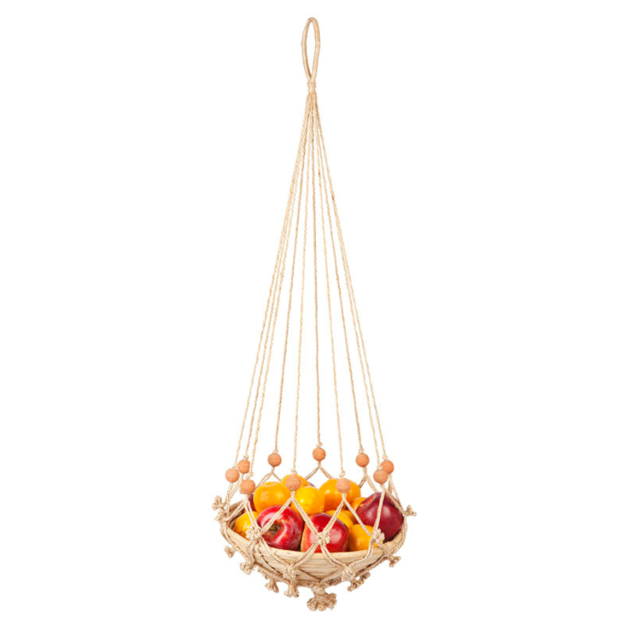 Sika Red Beads Handmade Macrame Jute Plant Hanger and Pot Holder - 105 cm