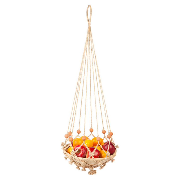 Sika Red Beads Handmade Macrame Jute Plant Hanger and Pot Holder - 105 cm