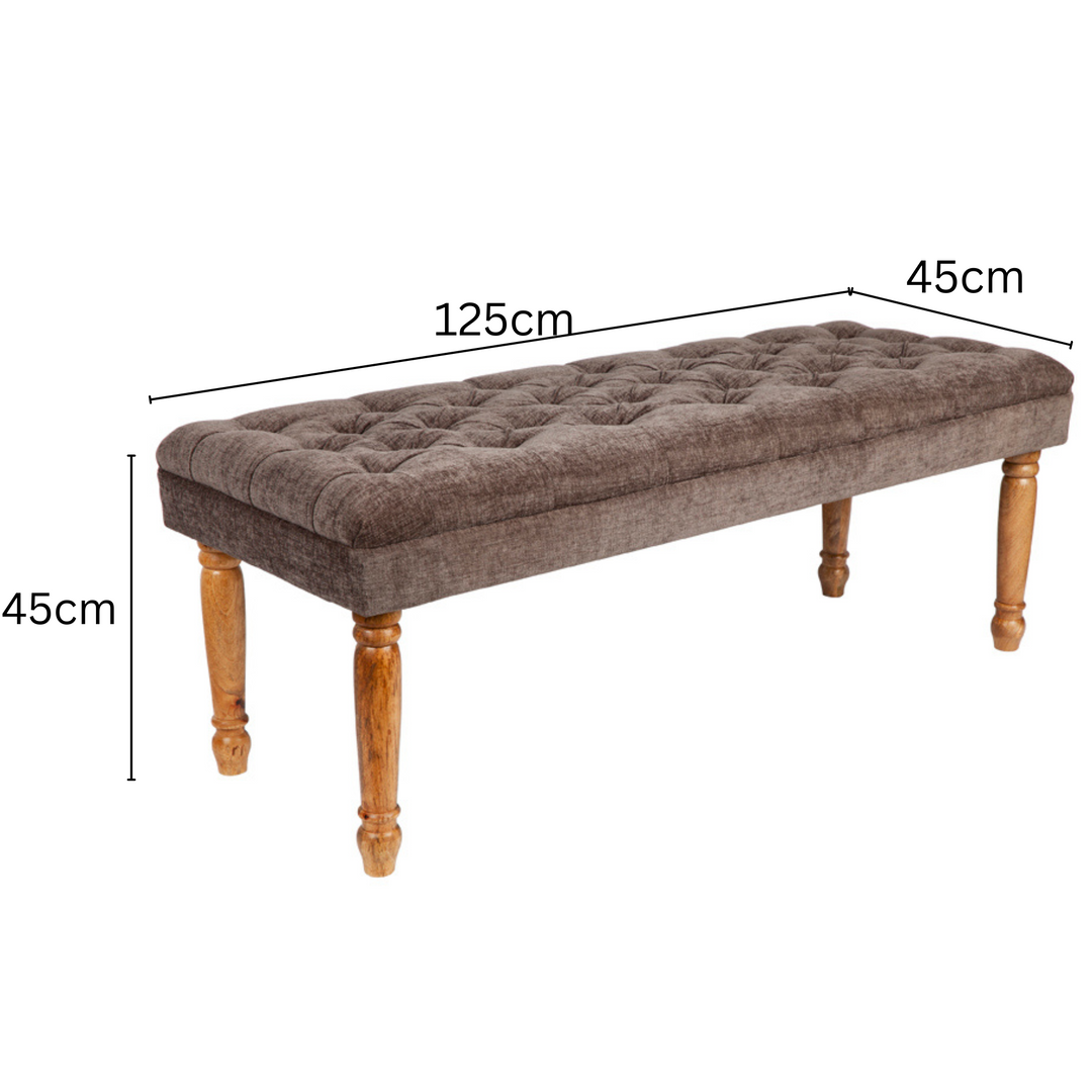 Stanley Grey Entryway Upholstered Cushioned Bench Seat - 125 Cm