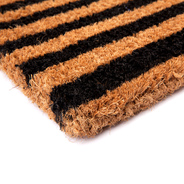 Straight Lines Black striped Coir Doormat