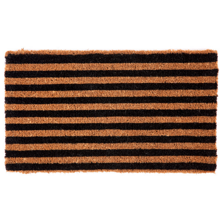 Straight Lines Black striped Coir Doormat