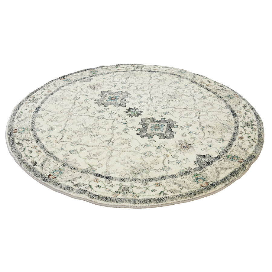 Susa Ivory Multicolour Distressed Round Area Rug