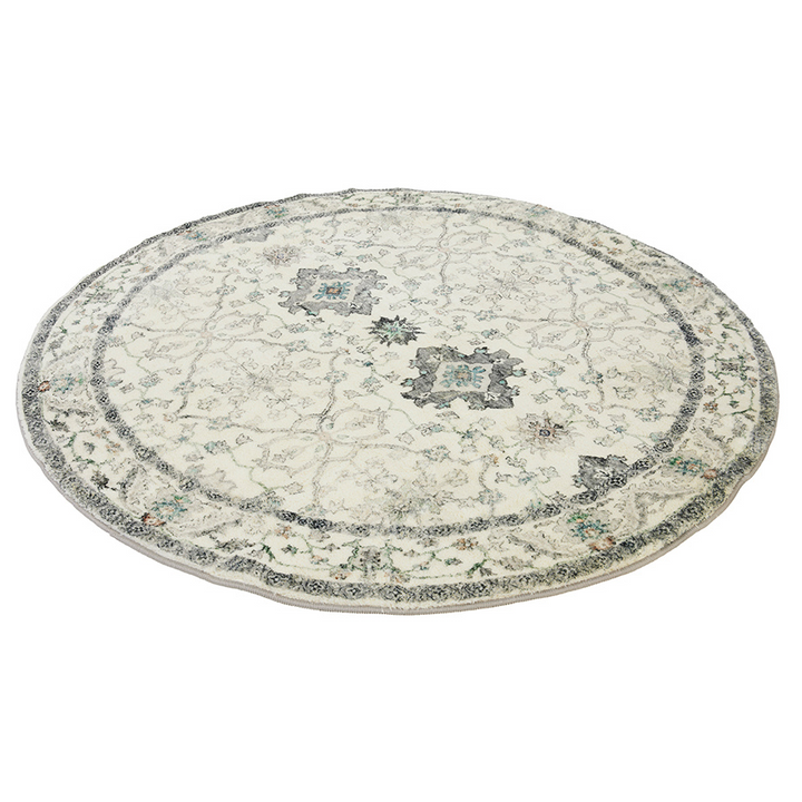 Susa Ivory Multicolour Traditional Distressed Round Rug