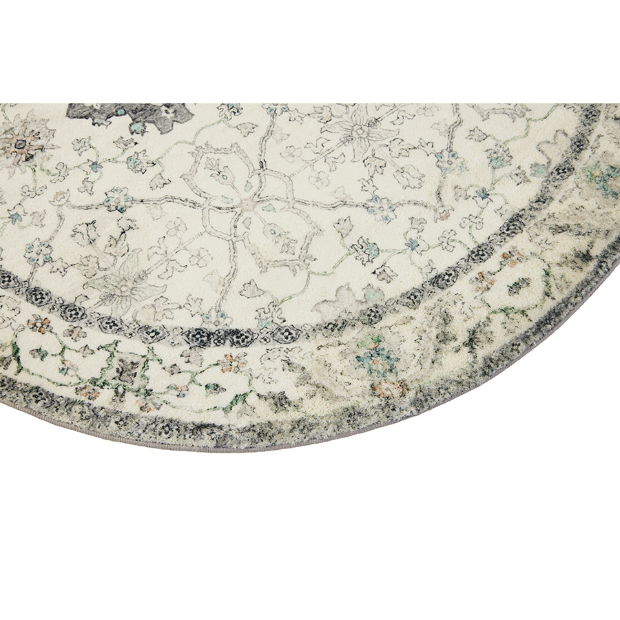 Susa Ivory Multicolour Distressed Round Area Rug