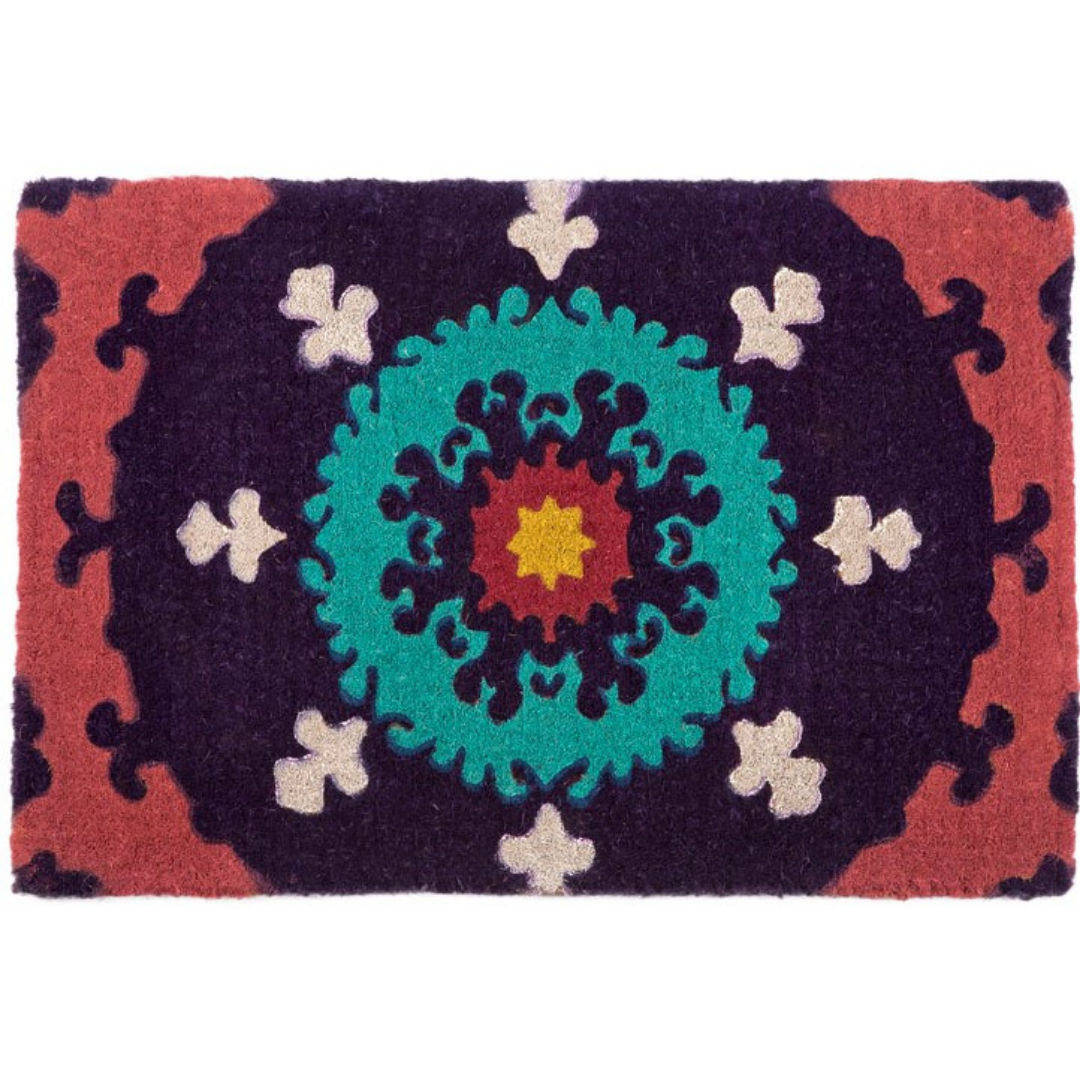 Suzanni Multicolour Blue Medallion Thick Doormat