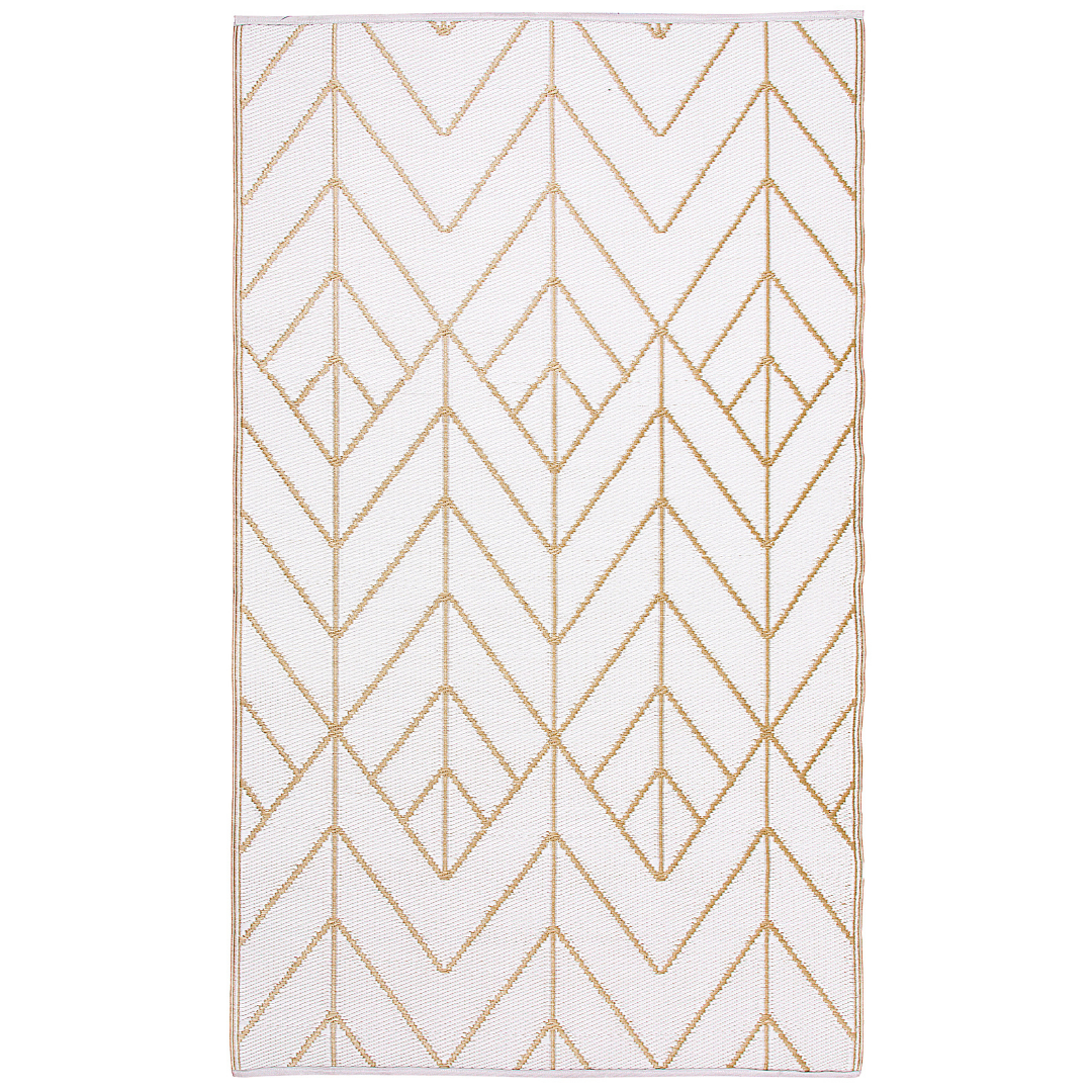 Sydney Gold and Cream Modern Recycled Plastic Outdoor Rug