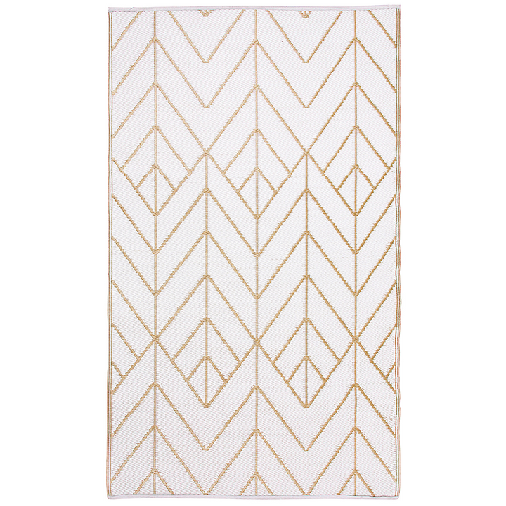 Sydney Gold and Cream Modern Recycled Plastic Outdoor Rug