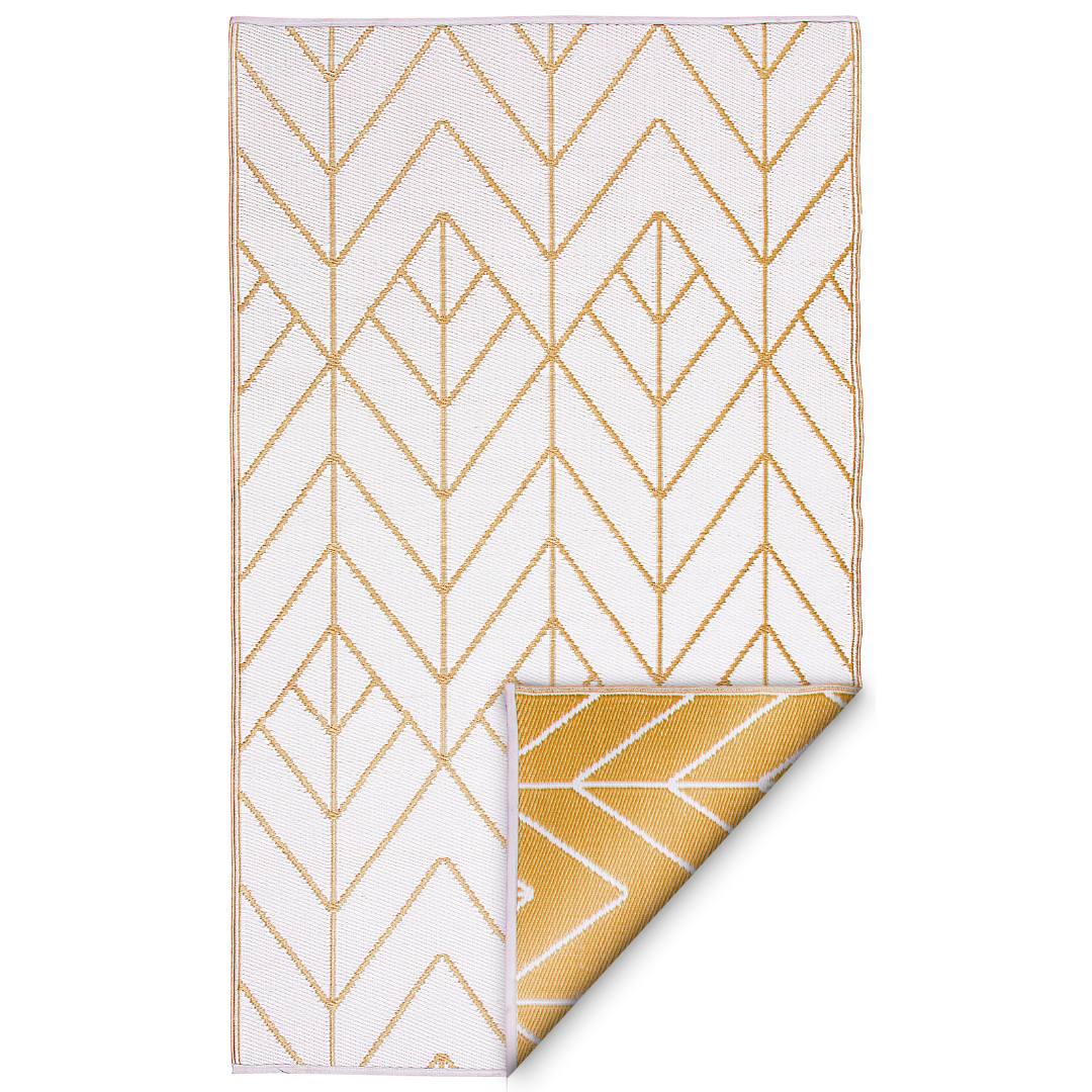 Sydney Gold and Cream Modern Recycled Plastic Outdoor Rug