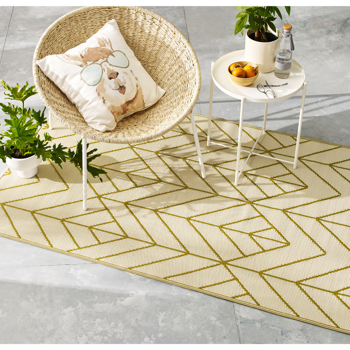 Sydney Gold and Cream Modern Outdoor Large Rug - Fab Habitat , Recycled Plastic Rugs & Mats, [product_size],