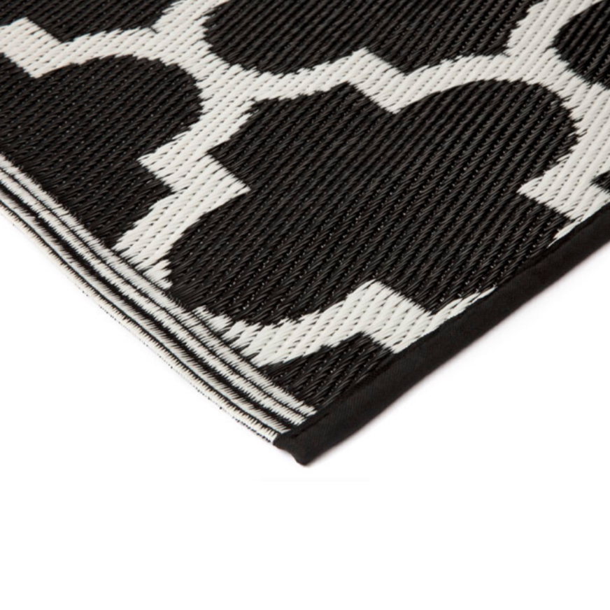 Tangier Black & White Square Trellis Pattern Foldable Waterproof Large Camping Mat - 270x270 CM