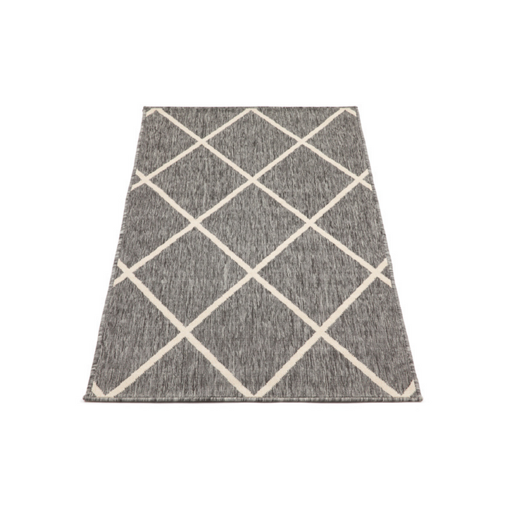 Tucson Grey Diamond Pattern Polypropylene Outdoor Rug