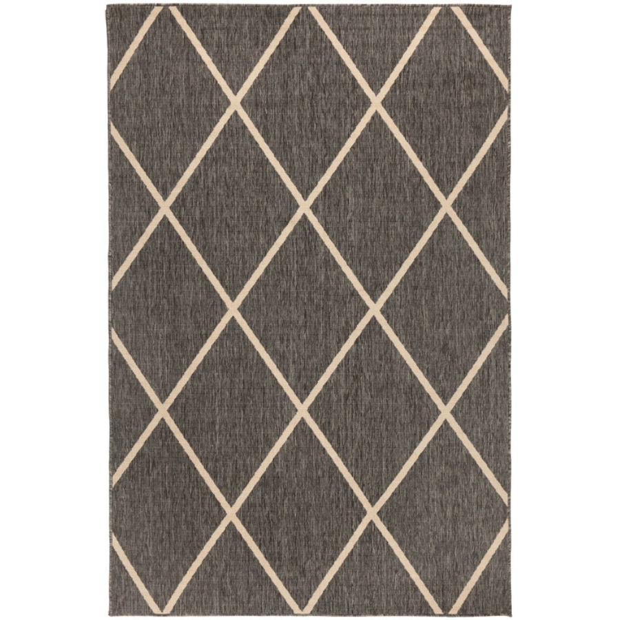 Tucson Grey Diamond Pattern Polypropylene Outdoor Rug