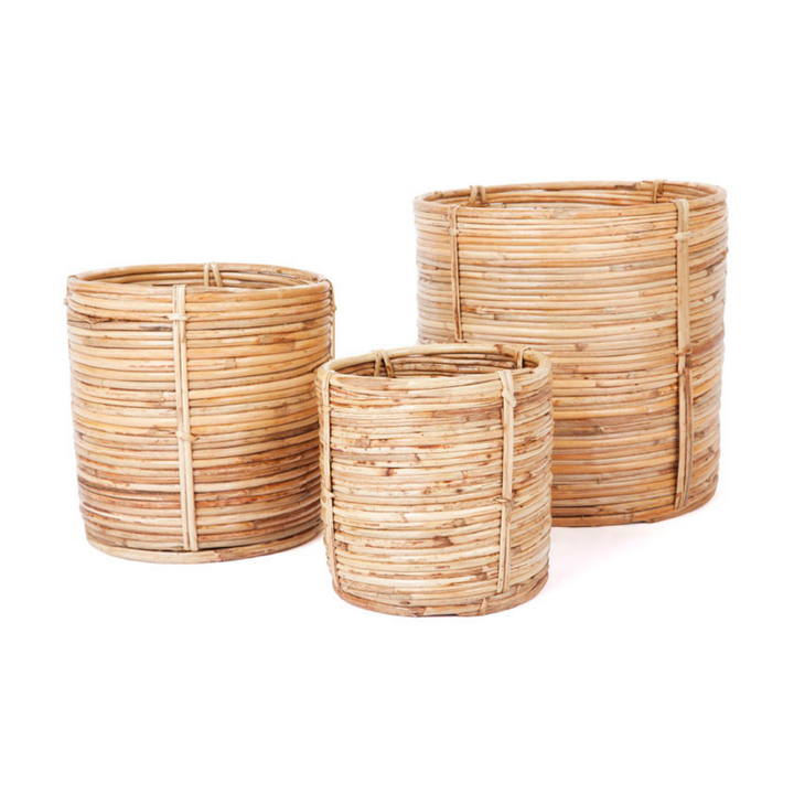 Set of 3 Ubud Handmade Natural Cane Storage Basket and Planter