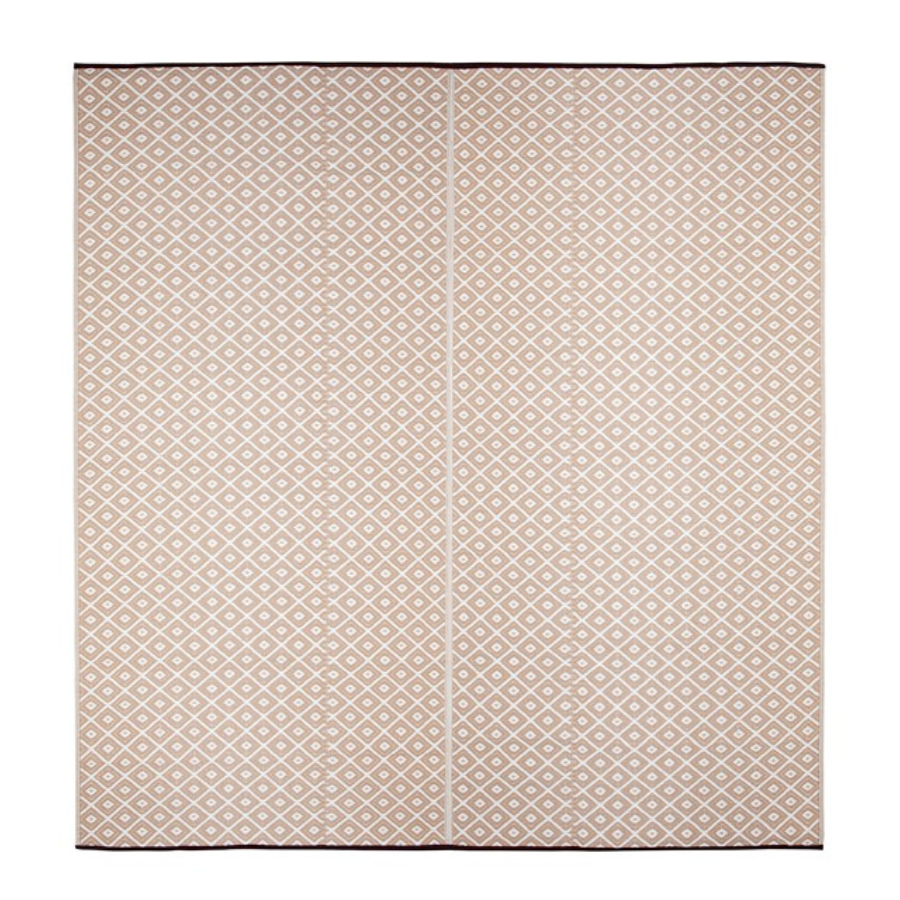 Kimberley Beige & White Square Diamond Pattern Foldable Waterproof Large Camping Mat - 270x270 CM