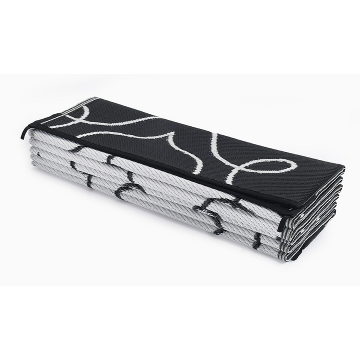 Syracuse Black & White Floral Pattern Foldable Waterproof Large Camping Mat - 270x360 cm