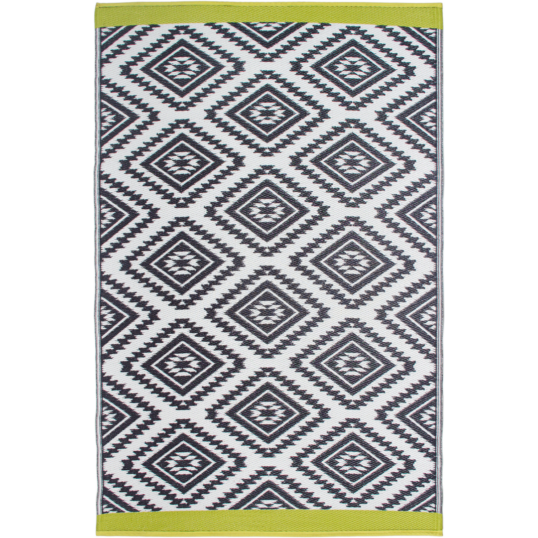 Valencia Grey and White Diamond Recycled Plastic Large Rug