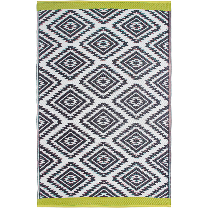 Valencia Grey and White Diamond Recycled Plastic Outdoor Rug