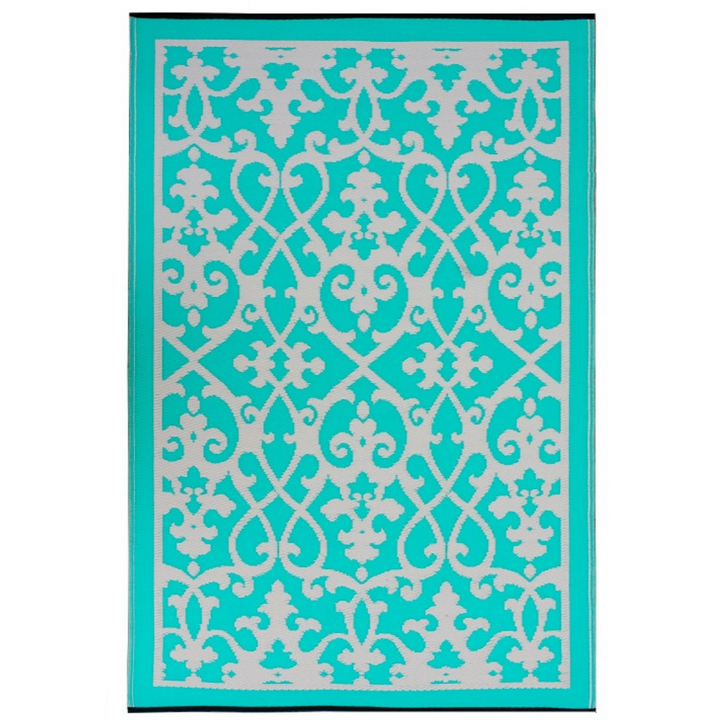 Venice Turquoise and Cream Traditional Outdoor Area Rug