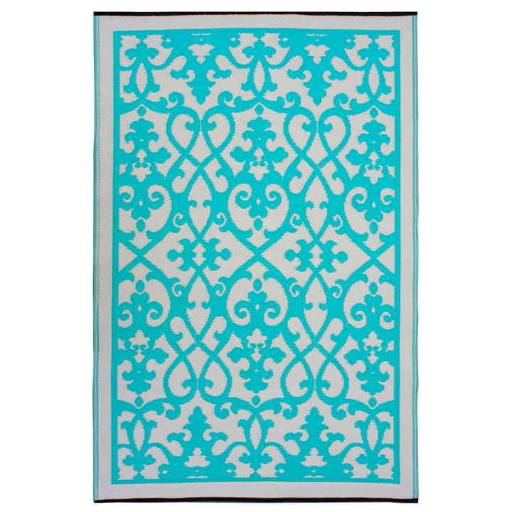 Venice Turquoise and Cream Traditional Outdoor Area Rug