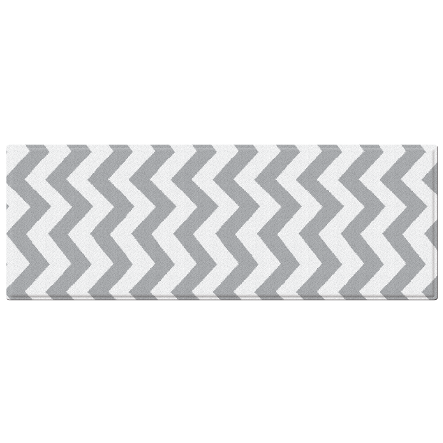 Vento Chevron Grey And White Soft Padded Kitchen Mat