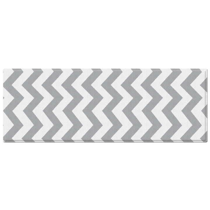 Vento Chevron Grey And White Soft Padded Kitchen Mat