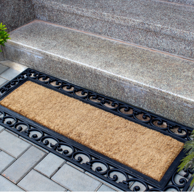 Vista Plain Natural Rubber Bordered Long Coir Doormat (45x120cm)