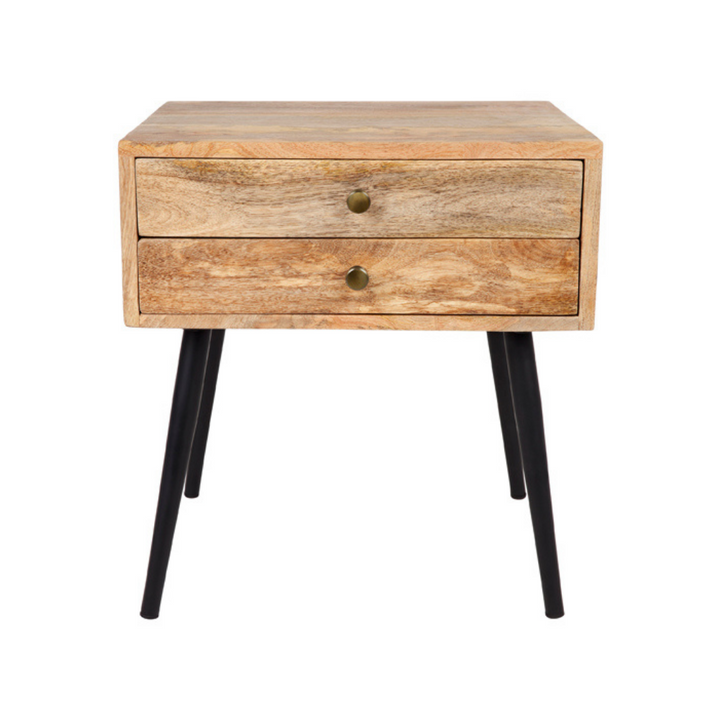 Zen Mango Wood Modern Rectangle Storage Side Table