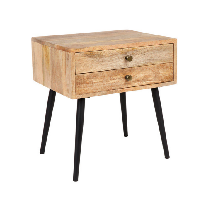 Zen Mango Wood Modern Rectangle Storage Side Table