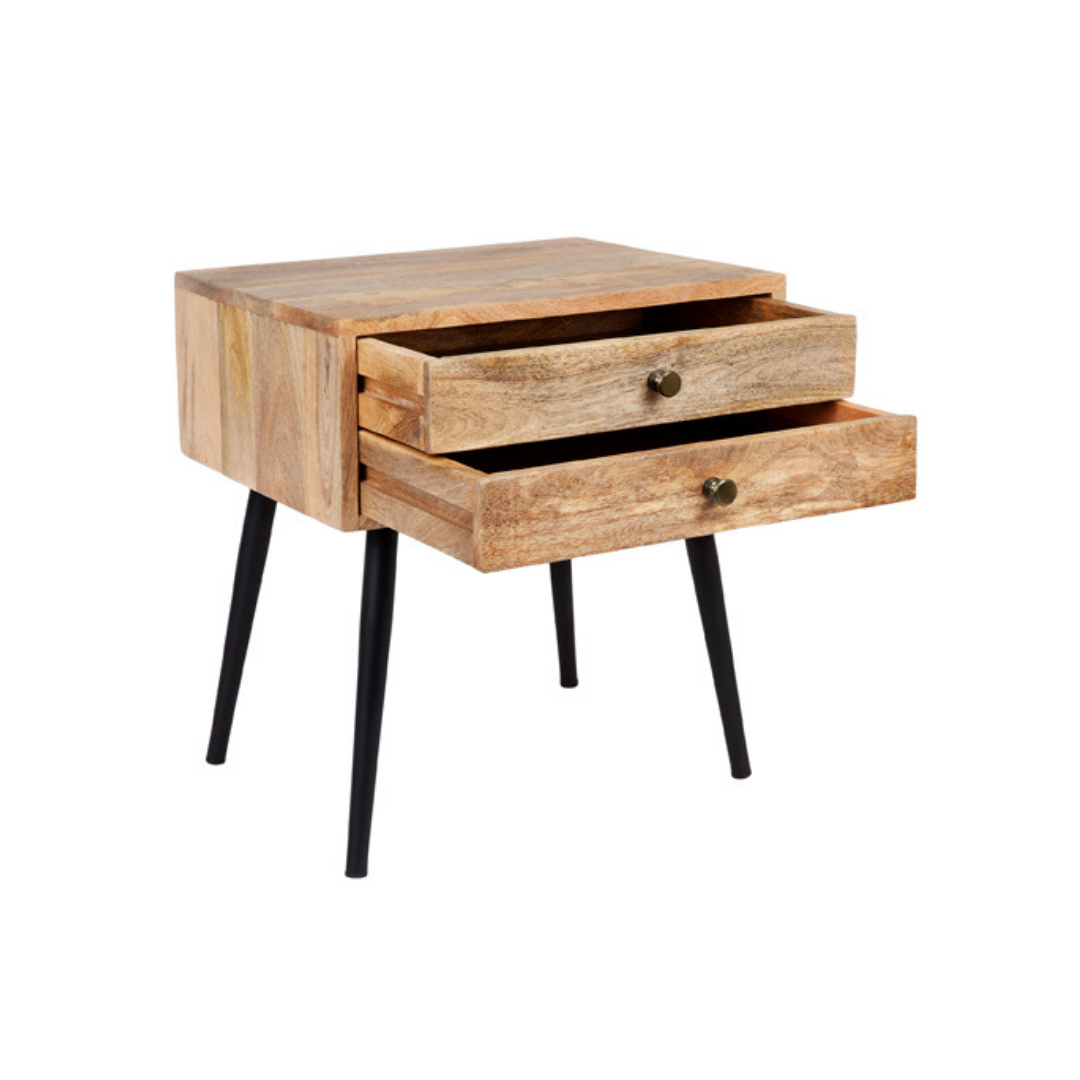 Zen Mango Wood Modern Rectangle Storage Side Table