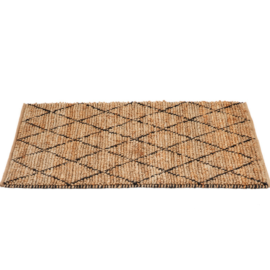 Anant Black and Natural Diamond Jute Rug