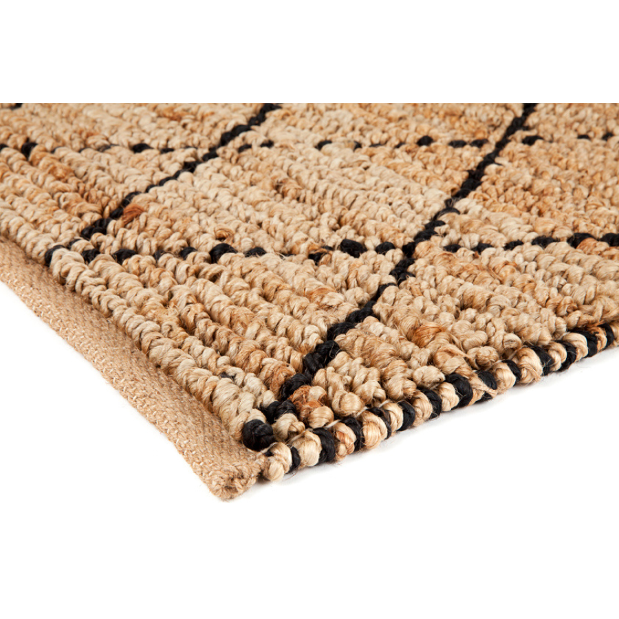 Anant Black and Natural Diamond Large Jute Rug