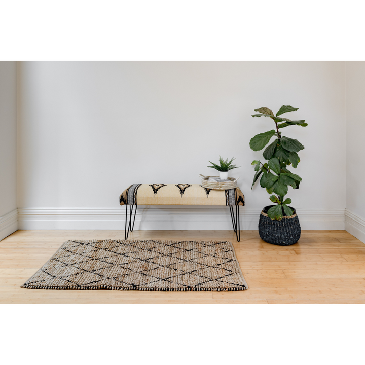 Anant Black and Natural Diamond Jute Rug