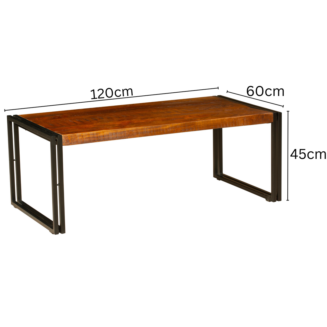 Astra Natural & Black Large Wooden Coffee Table - 120cm