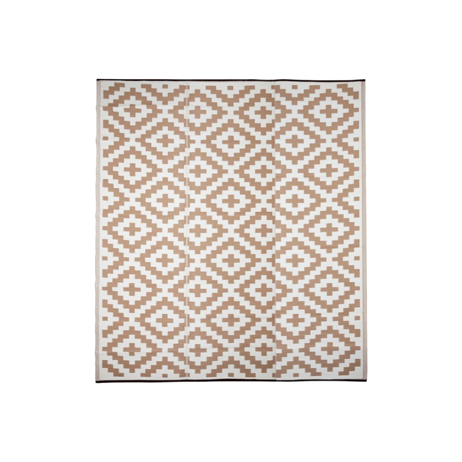 Aztec Beige & White Outdoor Plastic Mat for Picnic