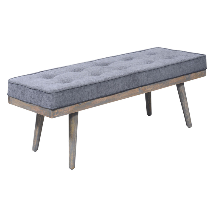 Capella Grey 2 Seater Upholstered Entryway Seating Cushioned Bench - 120 Cm - Benches Fab Habitat