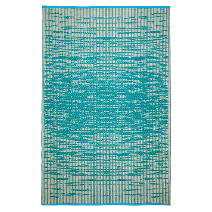 Brooklyn Teal and White Modern Reversible Outdoor Large Rug