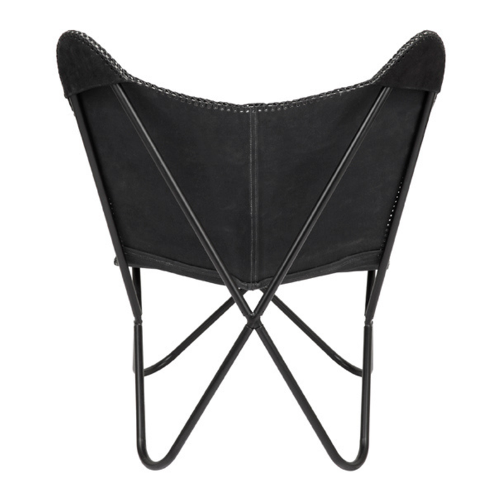 Adonis Suede Genuine Leather Black Butterfly Chair - Butterfly Chair Fab Habitat